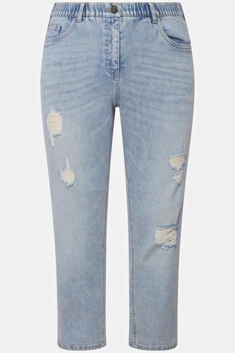 Actual product image Ulla Popken Stonewashed Distressed Boyfriend Jeans (50)