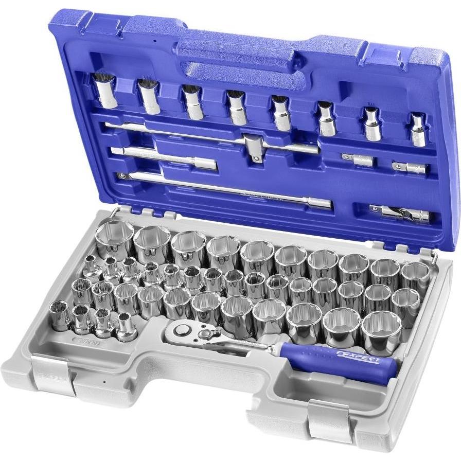 Expert by Facom, Chiave a bussola + esagonale, 55 PIECE 1/2" METRIC SOCKET SET
