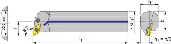 Actual product image Tecwerk Boring bar A40T-PDUNR 15 nickel-plated right with inner cooling