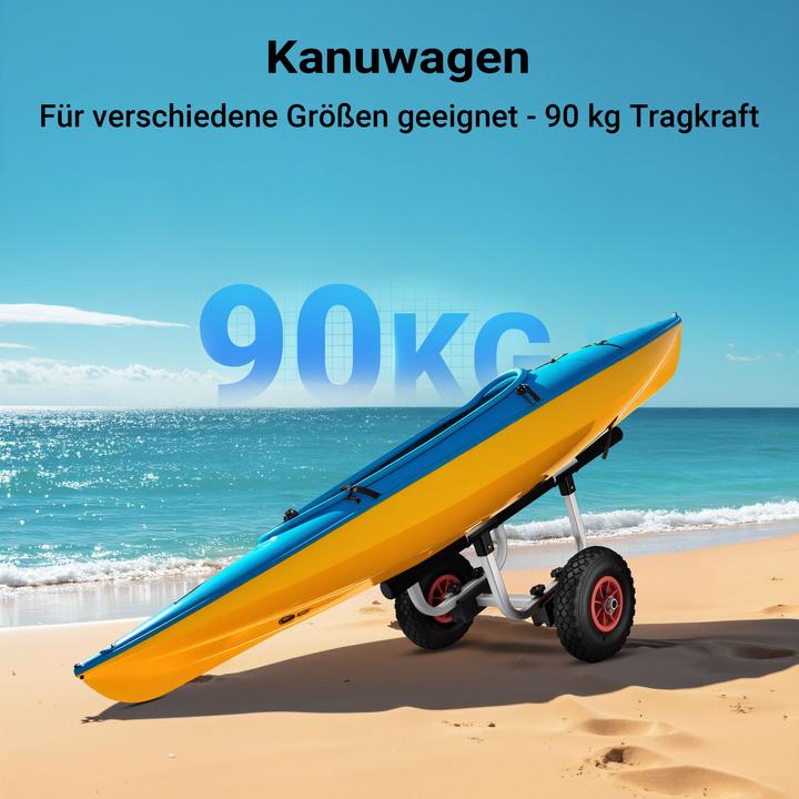 Actual product image Wiltec Aluminium Transport Trolley for Kayaks, Canoes max. 90kg with ⌀ 26cm Tyres & adjustable Width