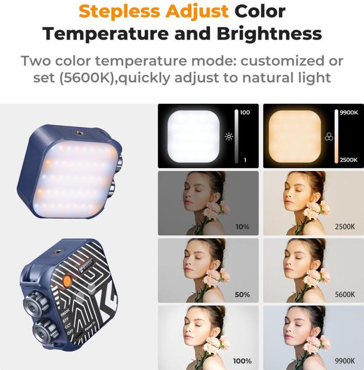 Actual product image K&F Concept Dual Color Temperature LED Video Ligtht, Built-in 2000mA battery (Blue) (Video light)