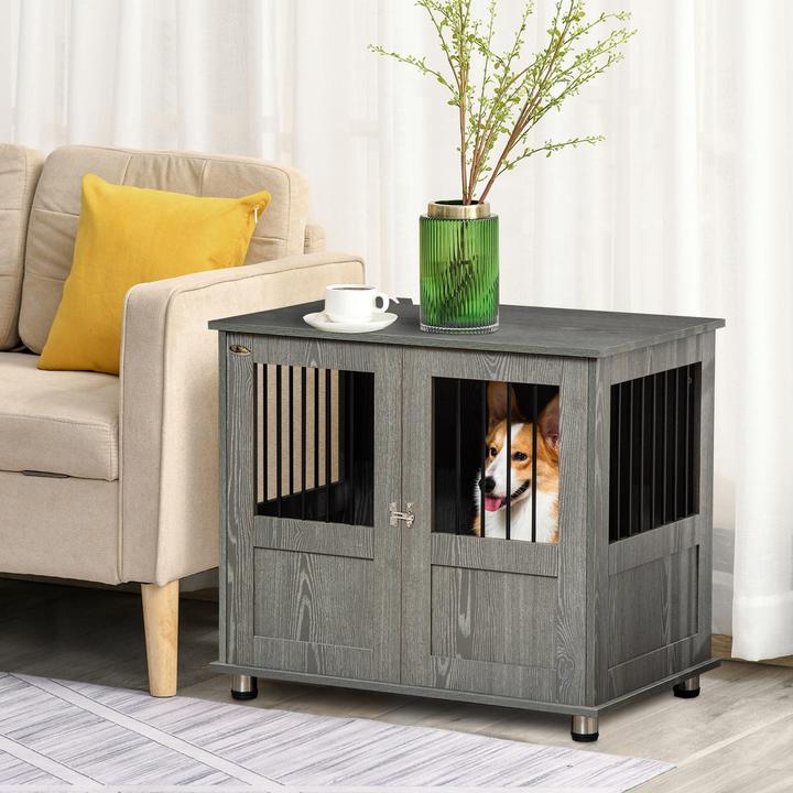 Immagine prodotto PawHut Hundekäfig Spanplatte, Stahl Grau (Cuccia per cani)