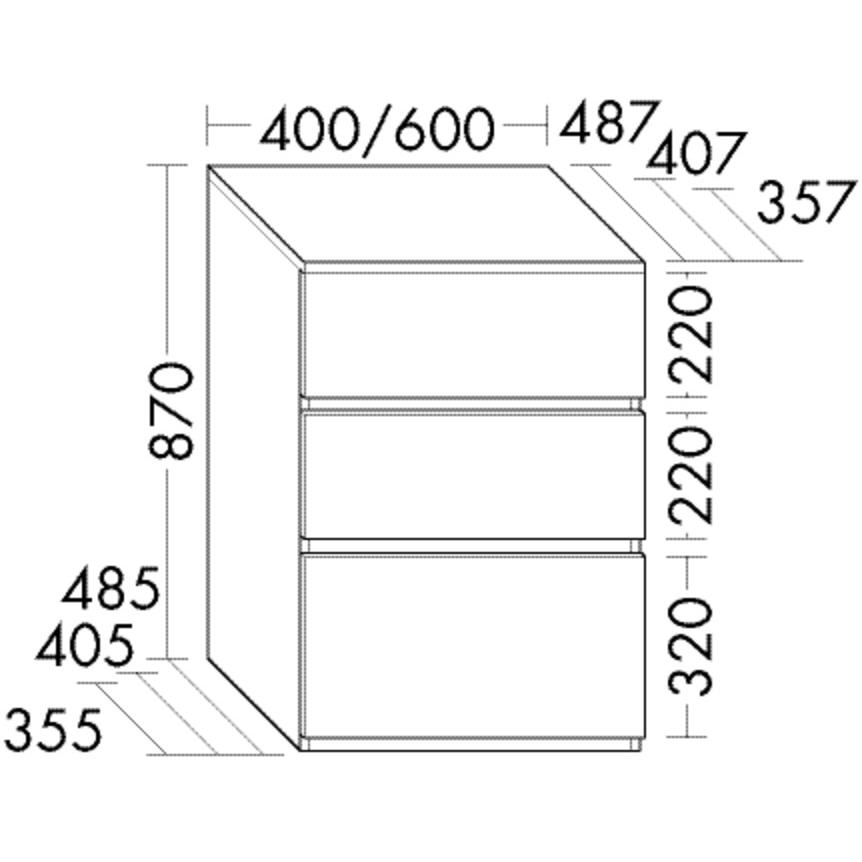 Thumbnail - burgbad, Badezimmerschrank, Lin20 Unterschrank, 3 Auszüge in der Tiefe 487, 400x487x870mm, USIV040