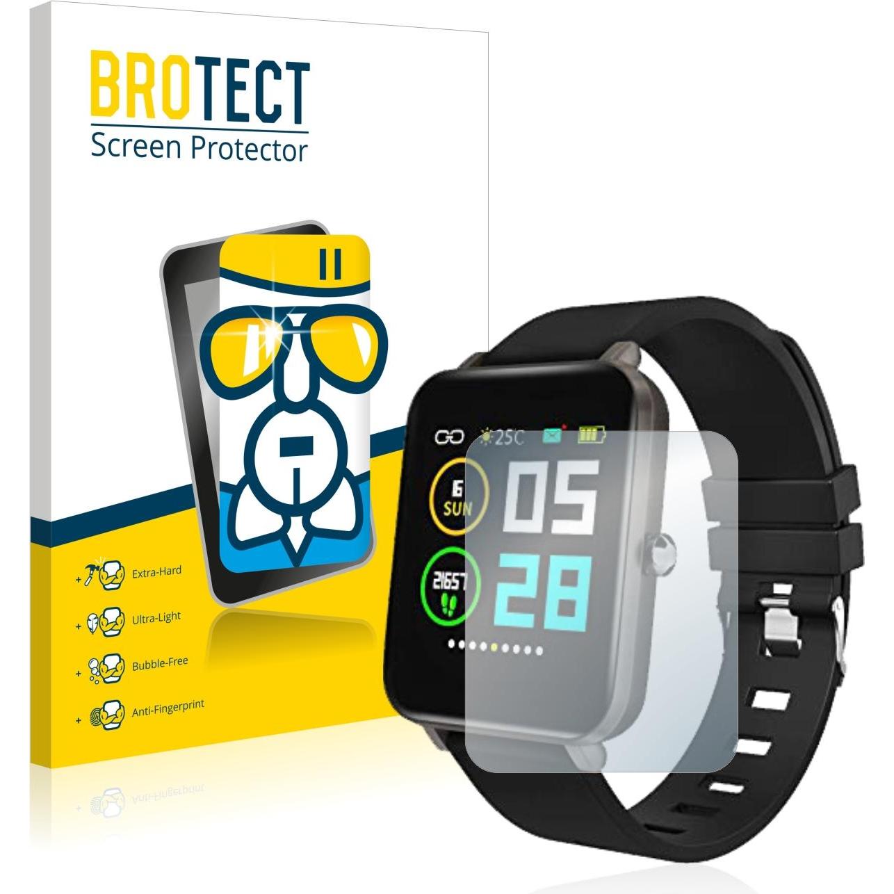 BROTECT AirGlass Panzerglasfolie, Smartwatch Schutzfolie, Transparent