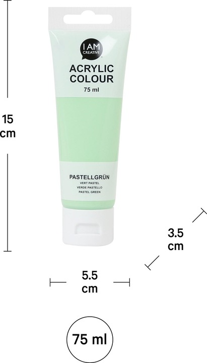Produktbild I Am Creative Basic Acryl, Acrylfarbe auf Wasserbasis, 75 ml (Pastellgrün, 75 ml)