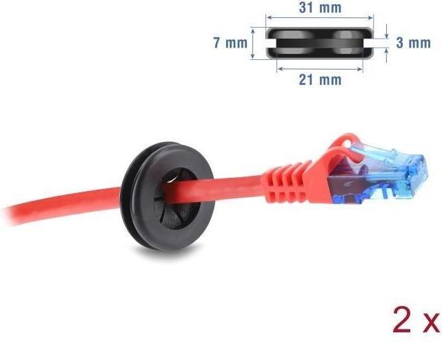Immagine prodotto Delock Gummi Kabeldurchführung rund Ø 25 mm schwarz 2 Stück (Foro cavo)