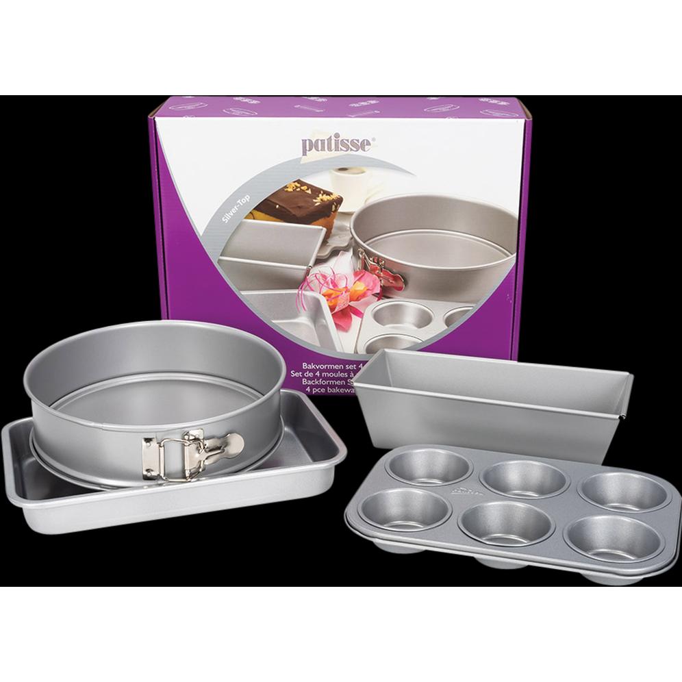 Patisse Mini-Quicheform-Blech 4-teilig mit losem Boden Silver-Top, Backform, Silber