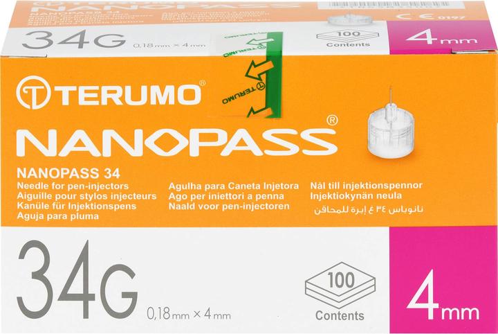 Produktbild Terumo NANOPASS 34 Penkanüle 34G 0,18X4mm, 100 St KAN