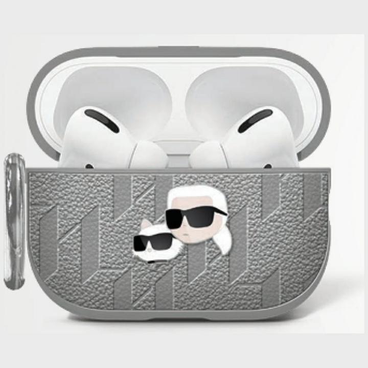 Image du produit Karl Lagerfeld Monogram Karl & Choupette Head case for AirPods 4 - argent (Sac pour écouteurs)