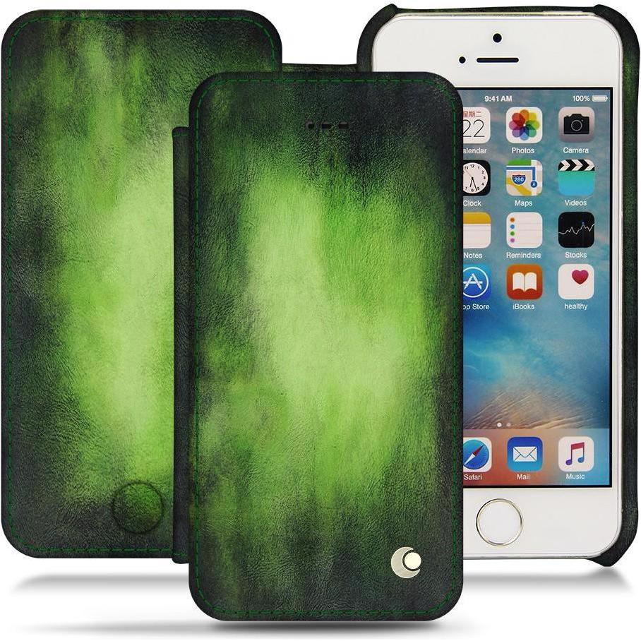 Noreve Lederschutzhülle horizontal (Apple iPhone SE), Smartphone Hülle, Grün