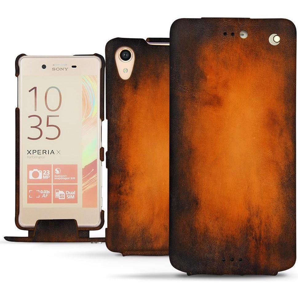 Noreve Lederschutzhülle vertikal (Sony Xperia X Performance), Smartphone Hülle, Violett