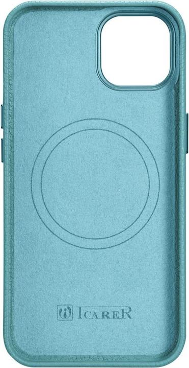 Actual product image iCarer litchi premium leather case iPhone 14 Plus Magnetic leather case with MagSafe Green (WMI14220 (Apple iPhone 14 Plus)