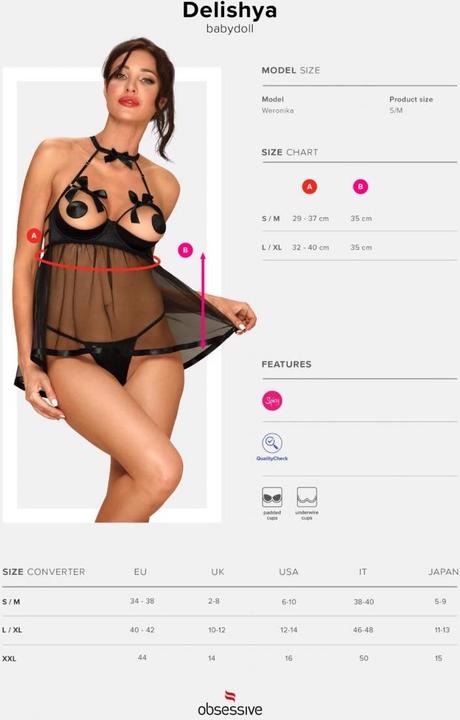 Produktbild Obsessive Delishya Open Cup Babydoll Schwarz (M, S)