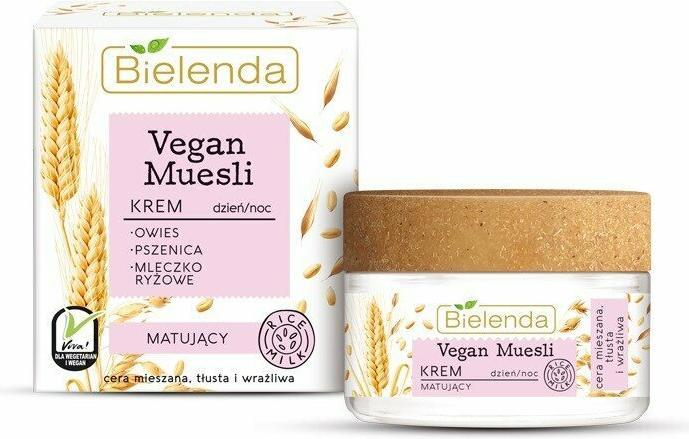 Actual product image Bielenda Vegan Muesli Matte Creamcream For Oily. Mixed And Sensitive Skin Day And Night 50Ml (50 ml, Face toner)