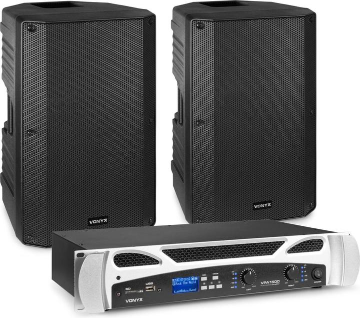 Actual product image Vonyx set with 2x passive speakers and amplifier - 1000W - 15 inch - Bluetooth (Passive)
