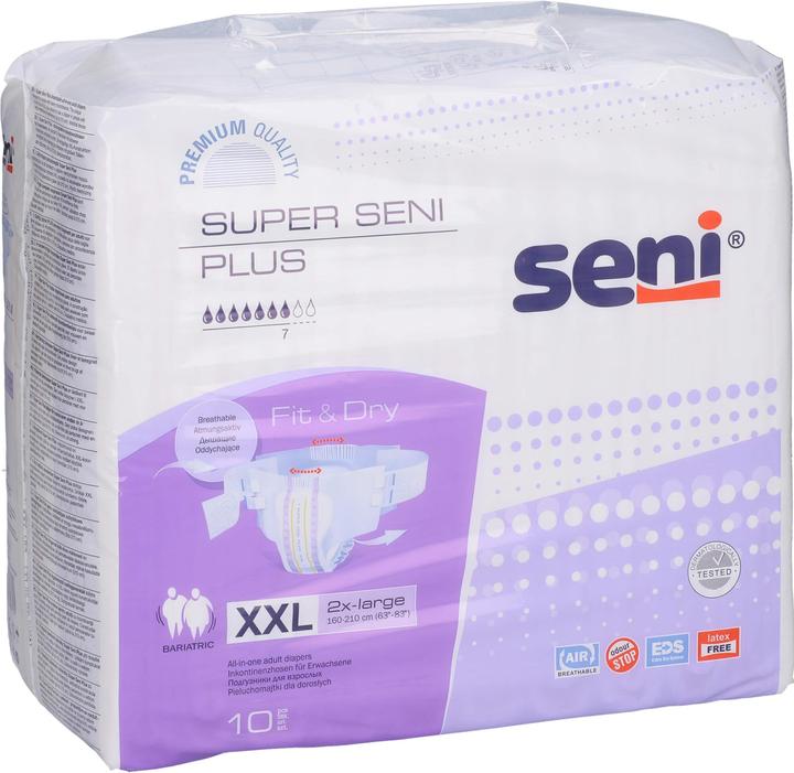 Produktbild Seni Plus Windelhosen XXL atmungsaktiv Hüftumfang 160-210cm 7 Tropfen (10 x, Large plus)