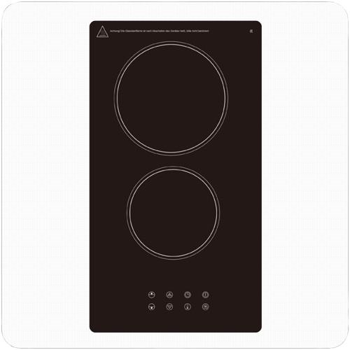 PKM Domino Kochfeld 28,8 x 52 cm 2 Kochzonen EB-DCF-2X, Piano di cottura, Nero