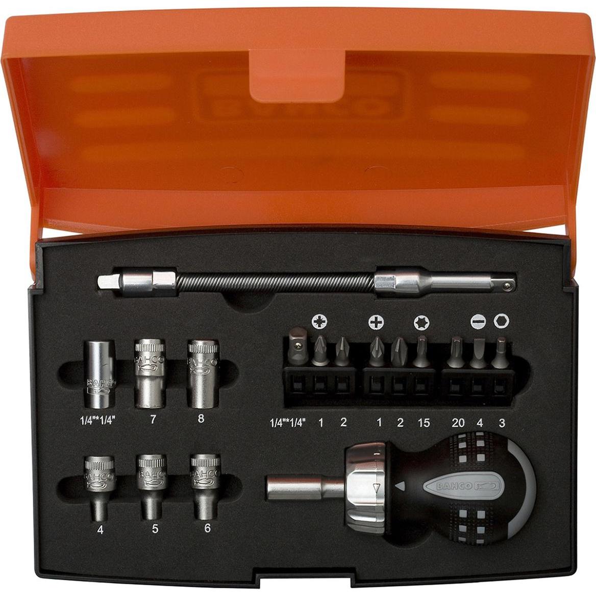 Bahco, Bits, 1/4" Satz Bithalter Ratschen-Schraubendreher - 22-teilig