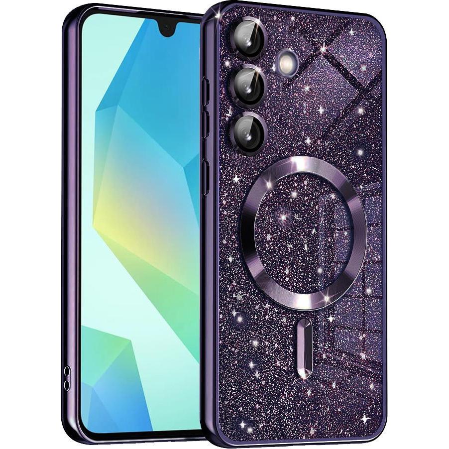 Techsuit - Luxury Glitter MagSafe - Samsung Galaxy A16 4G / A16 5G - Deep Purple (Samsung Galaxy A16 5G, Samsung Galaxy A16), Cover smartphone, Viola