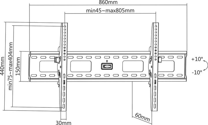 Image du produit Manhattan 423830 (Mur, 75 kg, 37" - 70")