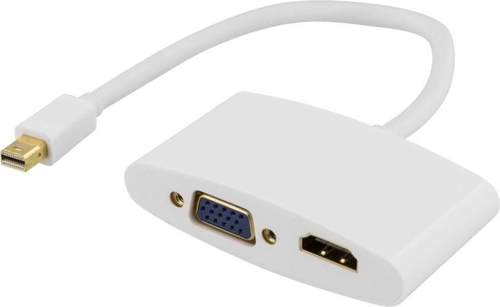 Produktbild Deltaco DP-HDMIVGA1-K video cable adapter Mini DisplayPort HDMI + VGA (D-Sub) White (HDMI)