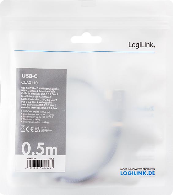 Image du produit LogiLink USB C — USB C (0.50 m, USB 3.2 Gen 2, 100 W)