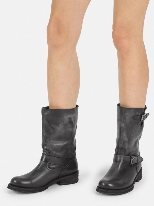 Produktbild Felmini COOPER E034 Schwarze Bikerstiefel aus Leder mit handgewaschenem Vintage-Finish, weichem Leder und zw (37)