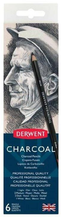 Immagine prodotto Derwent Kohlestifte (Carboncino medio e scuro e carboncino colorato bianco, Luminoso, 6 x)