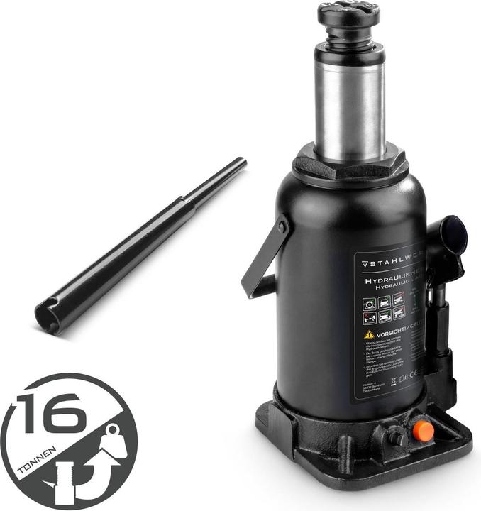 Stahlwerk Hydraulikheber 16 Tonnen Hubkraft 225-445 mm Stempelwagenheber Autoheber Wagenheber