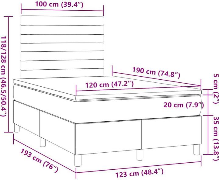 Image du produit vidaXL Boxspringbett (120 x 190 cm)