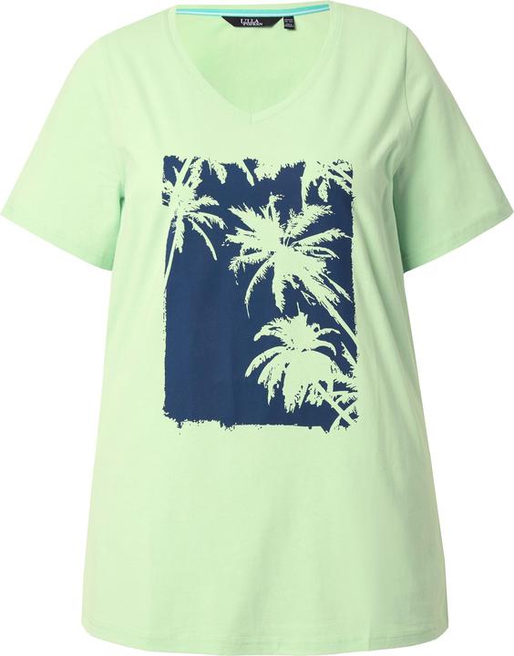Immagine prodotto Ulla Popken T-shirt dal taglio svasato con palme, scollatura a V e mezze maniche (54)