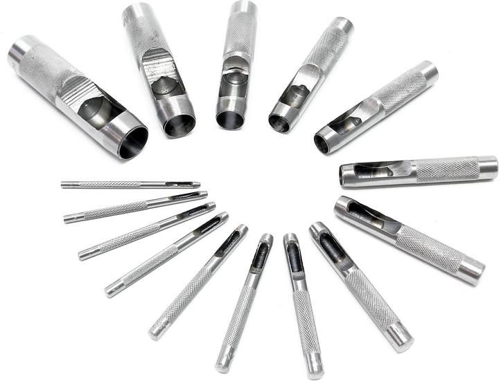 Wiltec Locheisen Satz 15 tlg. Lochpfeifen Carbonstahl 2-22 mm Lochstanzer Locheisensatz