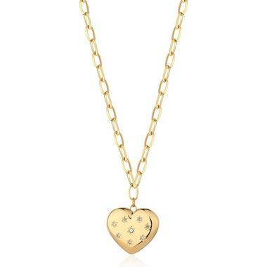 Sagapo S'AgapÃµ - Gold Plated Heart Necklace with Stellar Crystals SSE08, Handykette, Gold