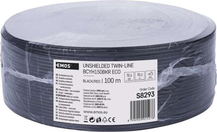 Productafbeelding Emos Twisted pair kabel ECO 2x1,5mm, zwart-rood, 100m (100 m, 1.50 mm²)