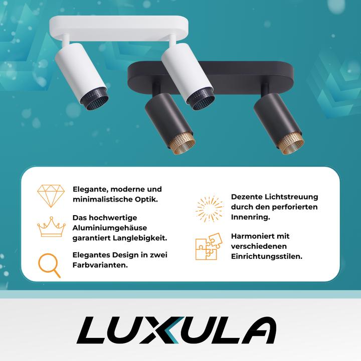 Actual product image Luxula Pivoting LED surface-mounted spot, 2-bulb, white/black (GU10)