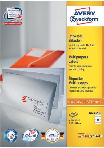 Actual product image Avery Universal labels