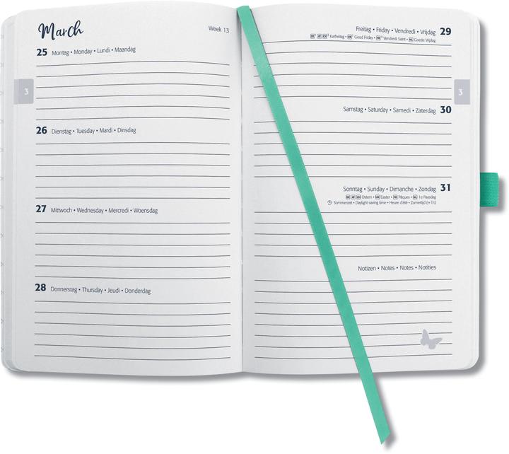 Image du produit Jolie Agenda Flair 2026 J6127 1W/2S mint green ML A5 (Allemand, Français, Néerlandais, Anglais)