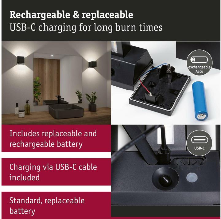 Immagine prodotto Paulmann Akkuwandleuchte Nyara (330 lm, IP44)