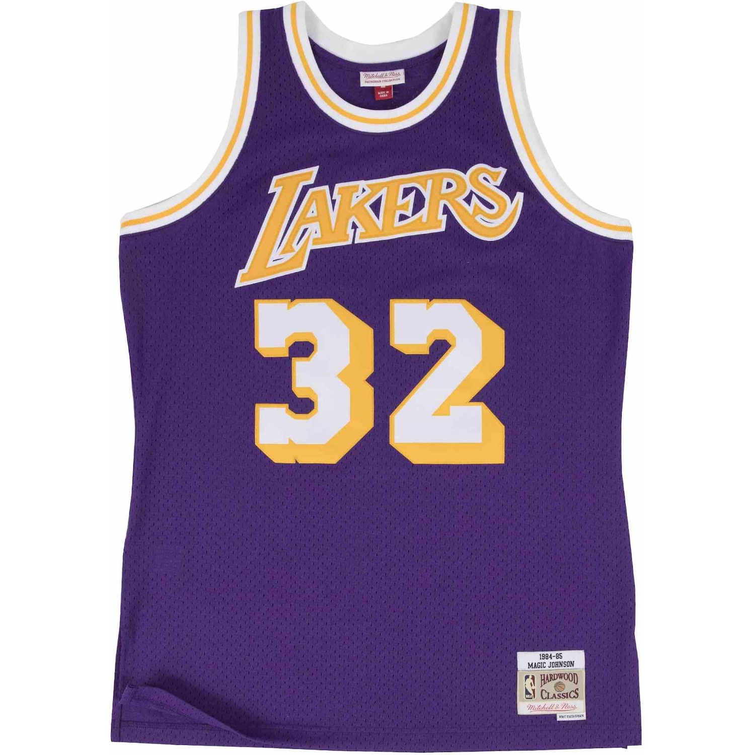 Mitchell & Ness, Herren, Sportshirt, Magic Johnson Los Angeles Lakers 198485 Swingman Jersey (M), Violett, M