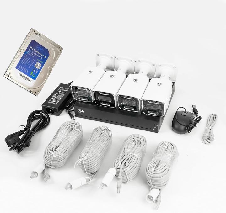 Image du produit PNI Kit vidéosurveillance 4 caméras IP extérieures 3 MP avec NVR POE et détection IA