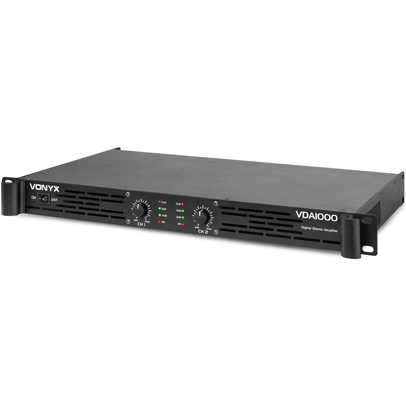 Vonyx Amplificatore di potenza VDA1000 2X 500W (Fase finale), Effetti Audio, Nero