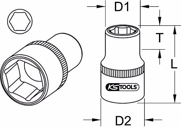 Produktbild KS Tools 1/2" CHROMEplus Sechskant-Stecknuss (1")