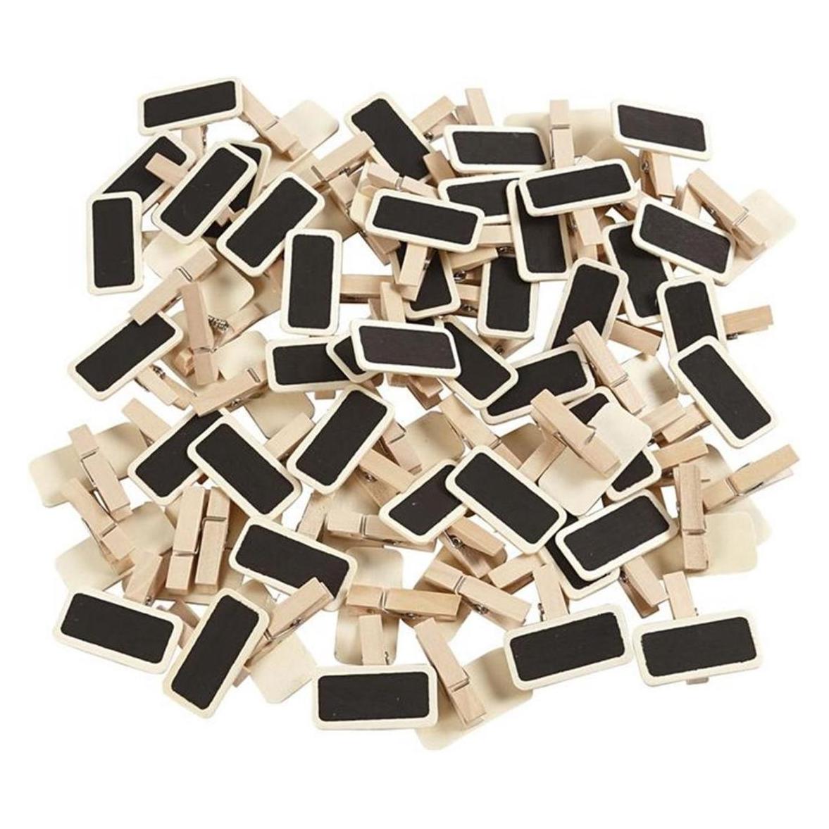 Creativ Company Minikreidetafel mit Klammern 4 x 2 cm, 100 Stück (Wochenplaner) (56216)