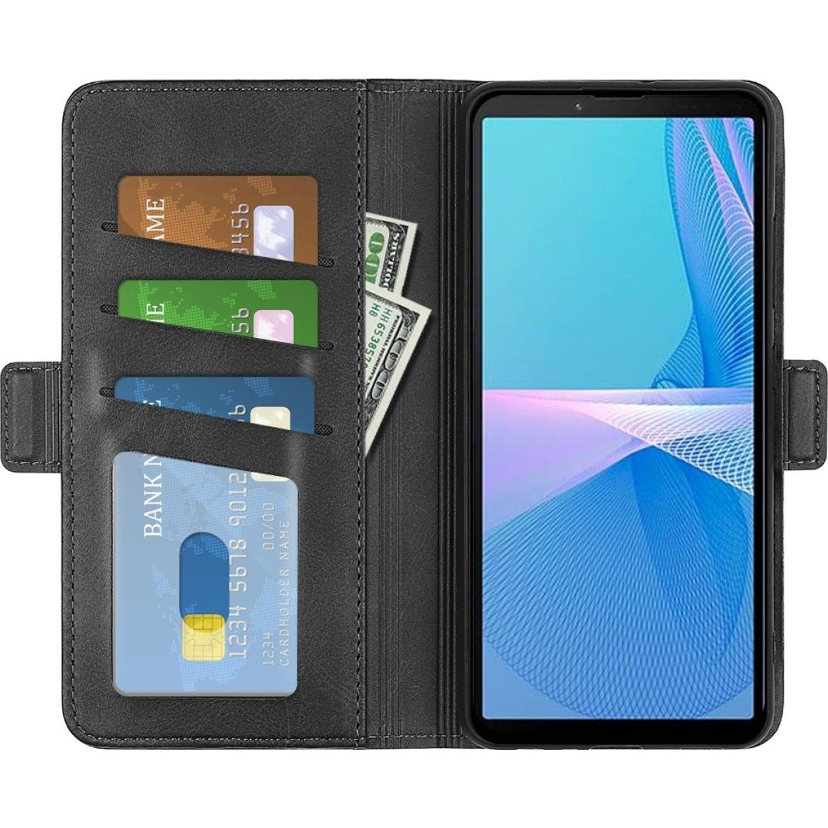 Thumbnail - Screenguard Sony Xperia 10 IV CardLounge Lederhülle (Sony Xperia 10 IV), Smartphone Hülle, Schwarz