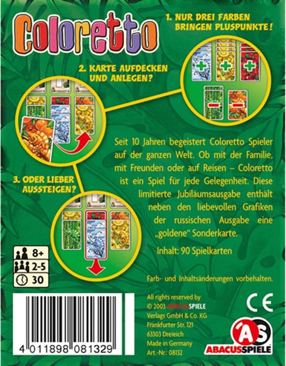 Actual product image Abacus Coloretto 10th anniversary edition (German, 2 - 5 Players)
