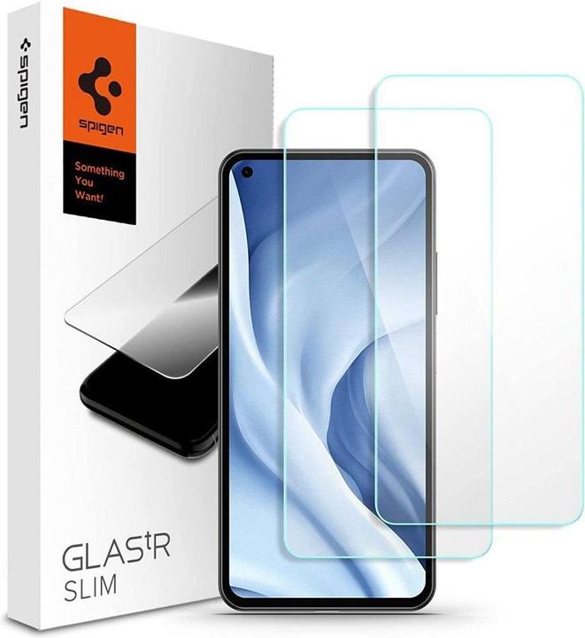 Actual product image Spigen Tempered glass GLAS. tR Slim Xiaomi Mi 11 Lite LTE/5G (PACK OF 2) (2 Piece, Xiaomi Mi 11 Lite)