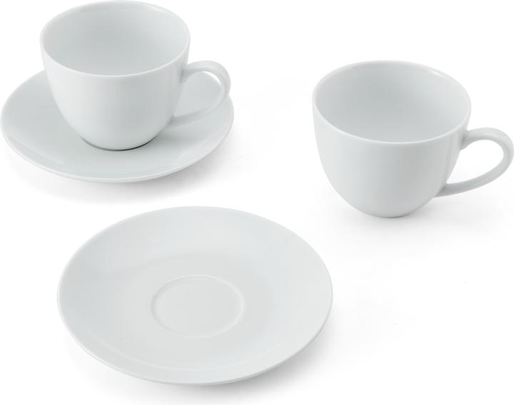 Mikasa Chalk Porcelain Cappuccino Cups and Saucers, Set of 2, 310ml, White (2 pcs.)