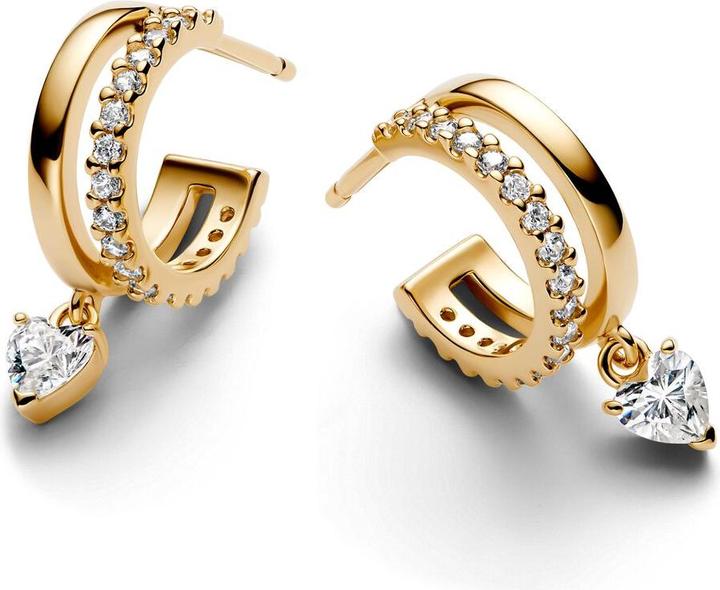 Image du produit Pandora Dangling Heart Hoop Earrings (Métal, Plaqué or)