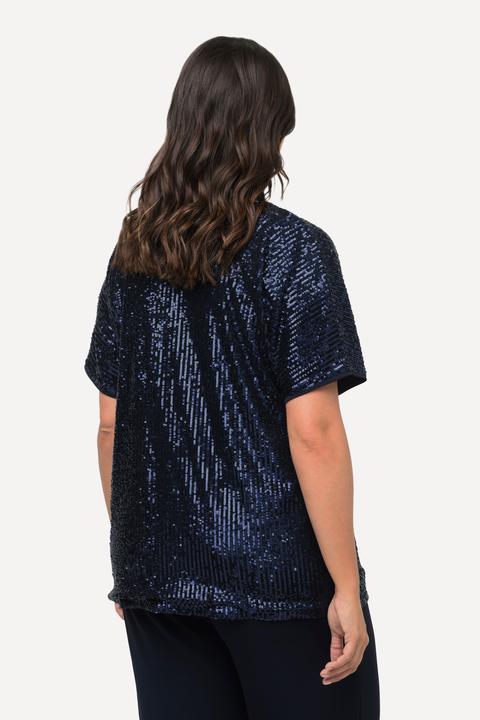 Produktbild Ulla Popken Pailletten-Shirt, Oversized, V-Ausschnitt, Halbarm (46, 48)