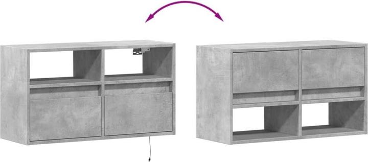 Image du produit vidaXL Armoire TV Armoire murale Lowboard Suspendu avec éclairage LED Gris béton